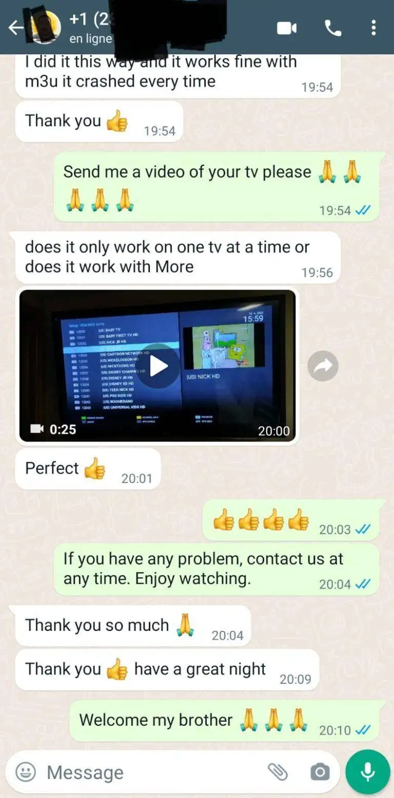 IPTV Web instant activation conversation with customer support